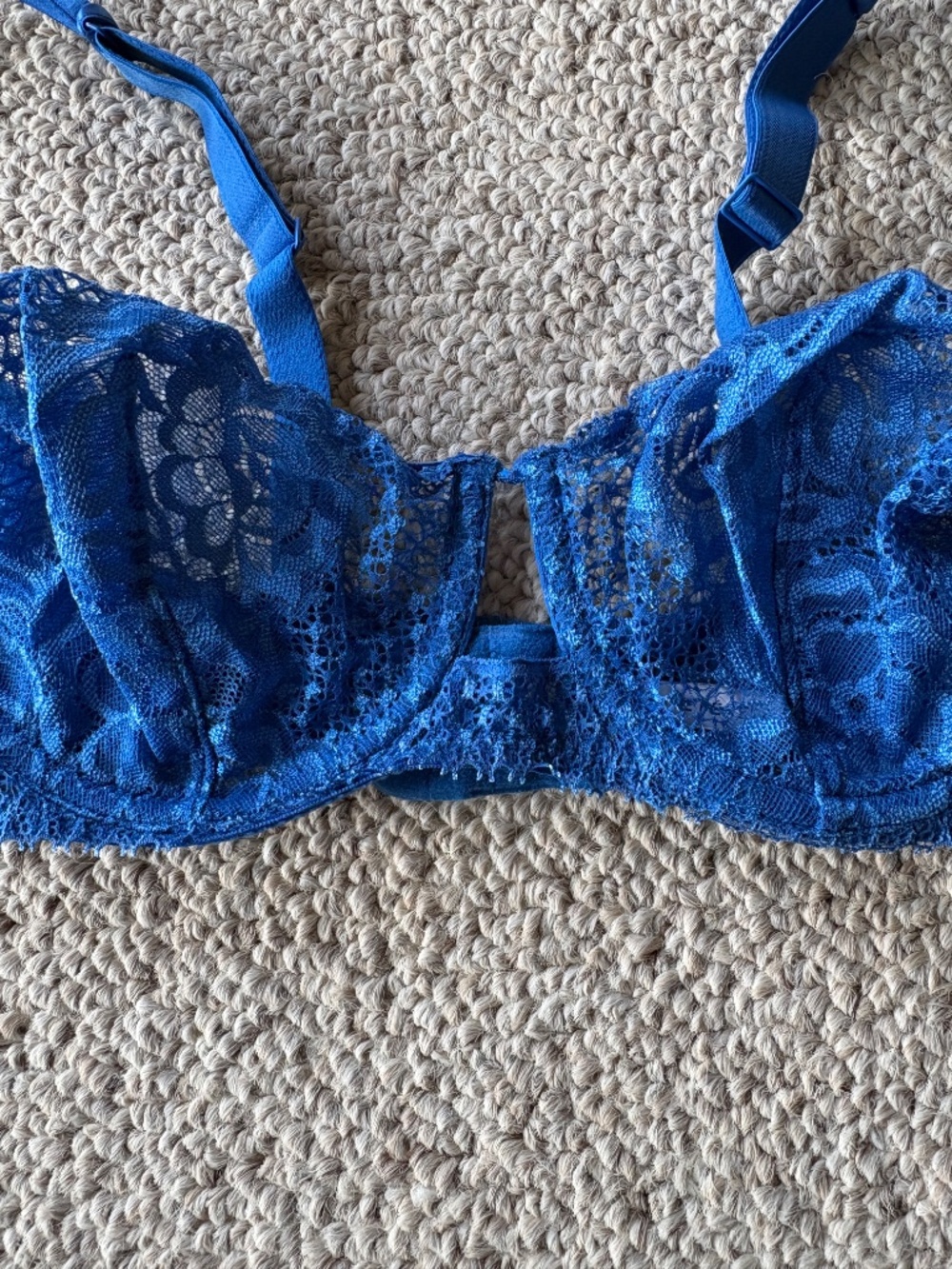 Simone Pérèle Blue Lace Bra 36C French Luxury Lingerie Glam Chic Designer - Picture 2 of 6